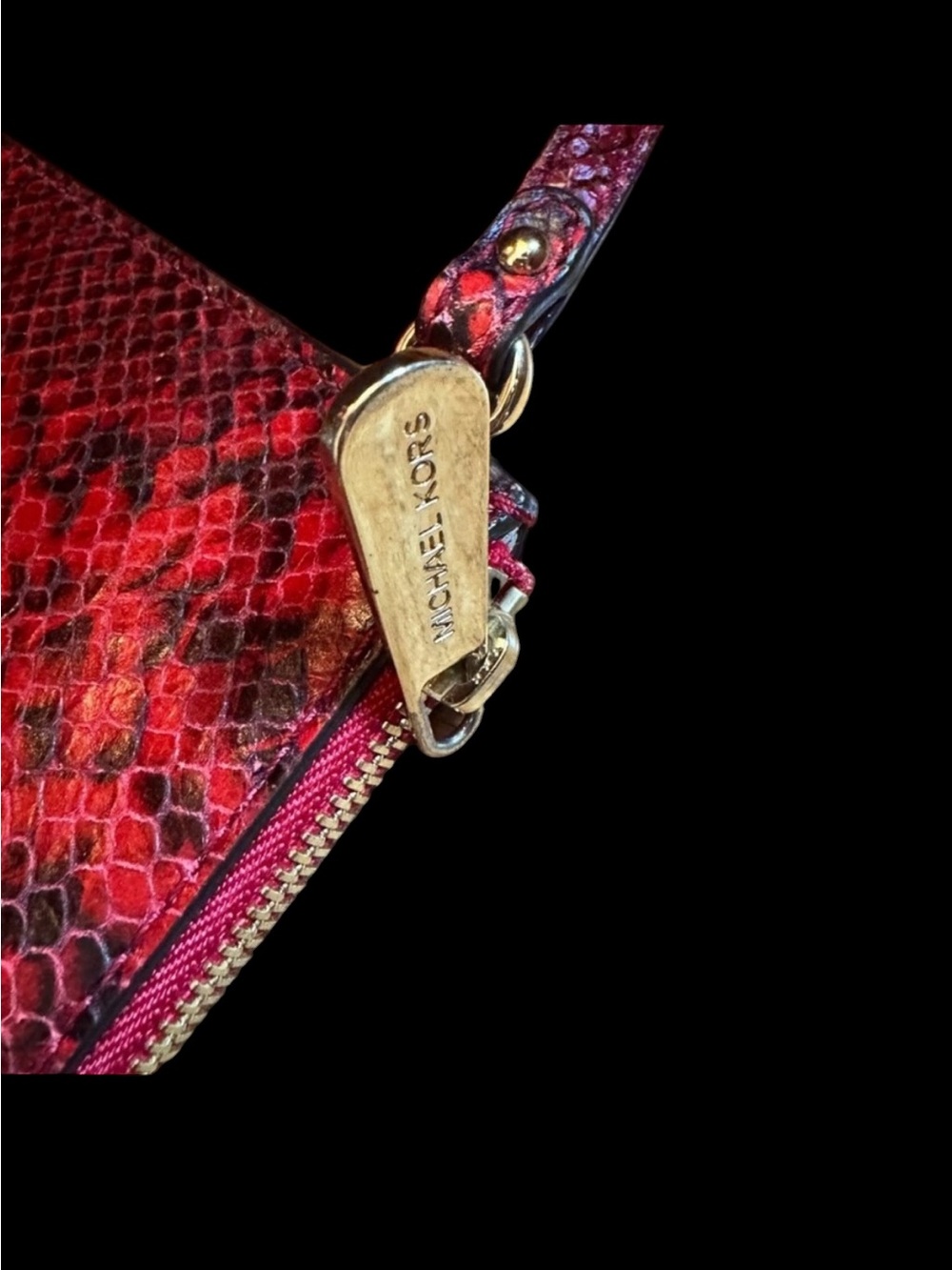 Michael Kors Red Python Embossed Wristlet - Picture 9 of 9